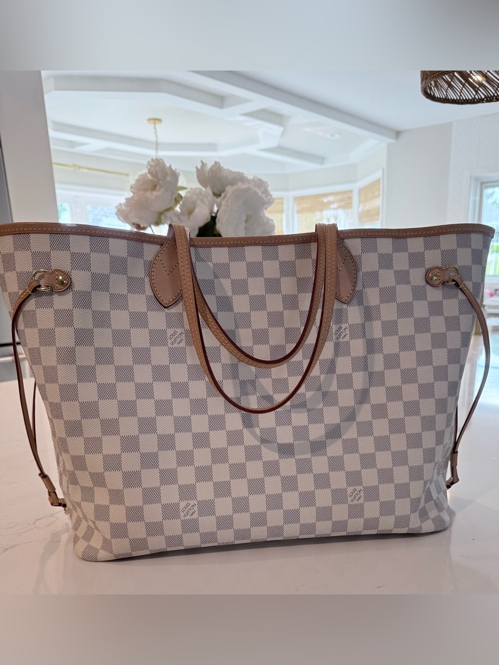 Louis Vuitton Neverfull GM - Damier Azur with Rose Ballerine Pink interior - LV